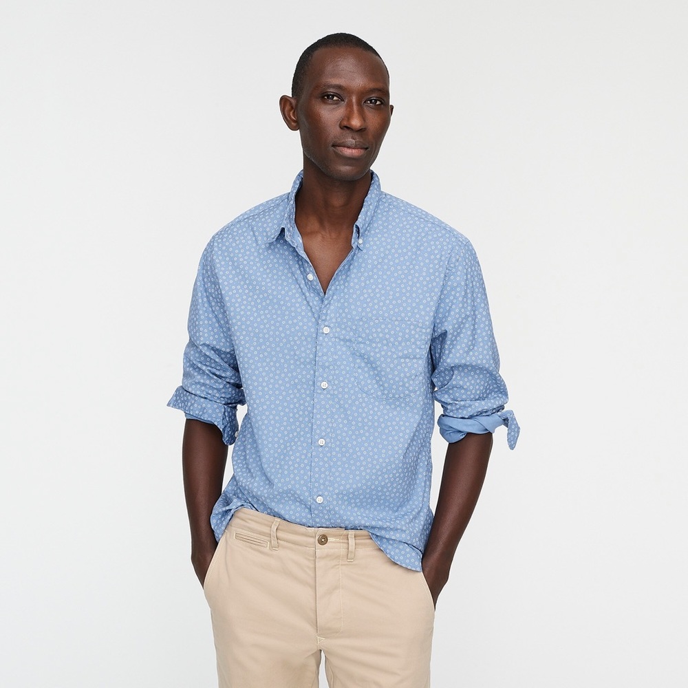 J. Crew Secret Wash Shirting Cotton Poplin Slim Fit Button Down